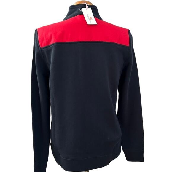 NWT Vineyard Vines Shep Shirt Quarter Zip S Black Red Pullover Classic Preppy - Picture 5 of 15